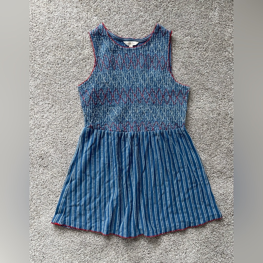 Womens Matilda Jane Smocked Blue and Red Peplum Tank- Size Small